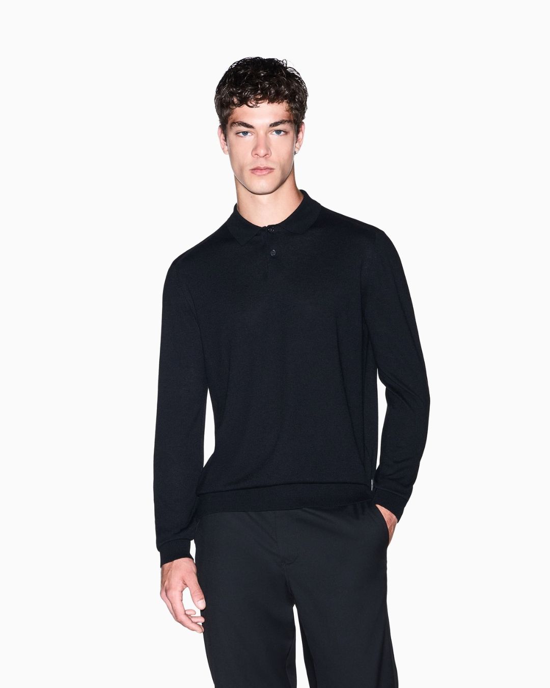 Polo in maglia Crossover in lyocell e lana Nero XM003569 AF28778 UC001 ARMANI EXCHANGE 