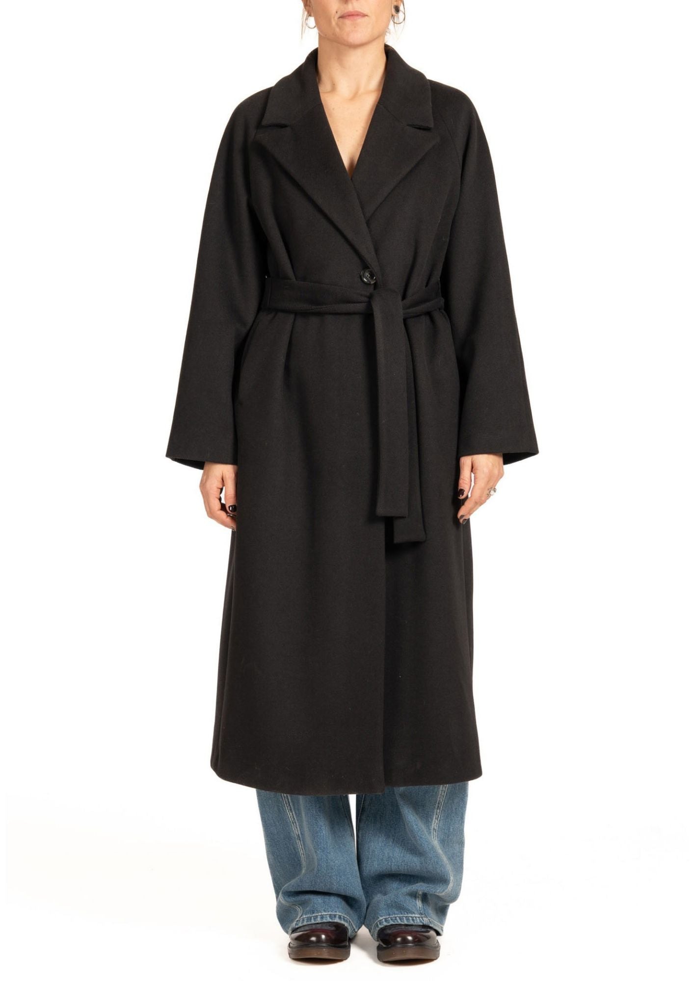 Cappotto donna lungo con cintura Nero 0030R000527N 33 DIANA GALLESI 