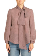 Blusa Donna a Righe con Fiocco al Collo Bordeaux e Bianco 2098R003193N 1 DIANA GALLESI 