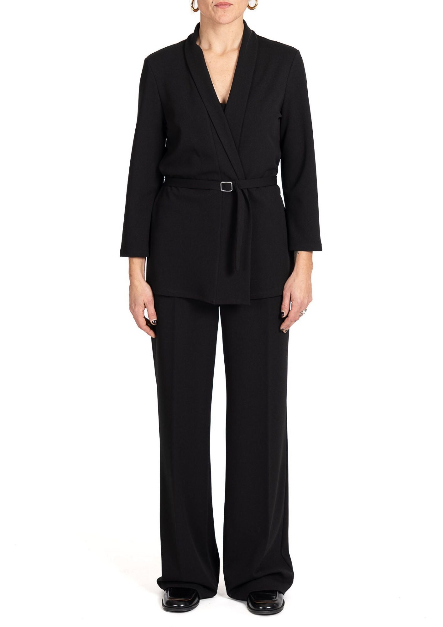 Tailleur Donna con Giacca a Portafoglio e Pantaloni a Palazzo Nero 4J45R000048N 33 DIANA GALLESI 