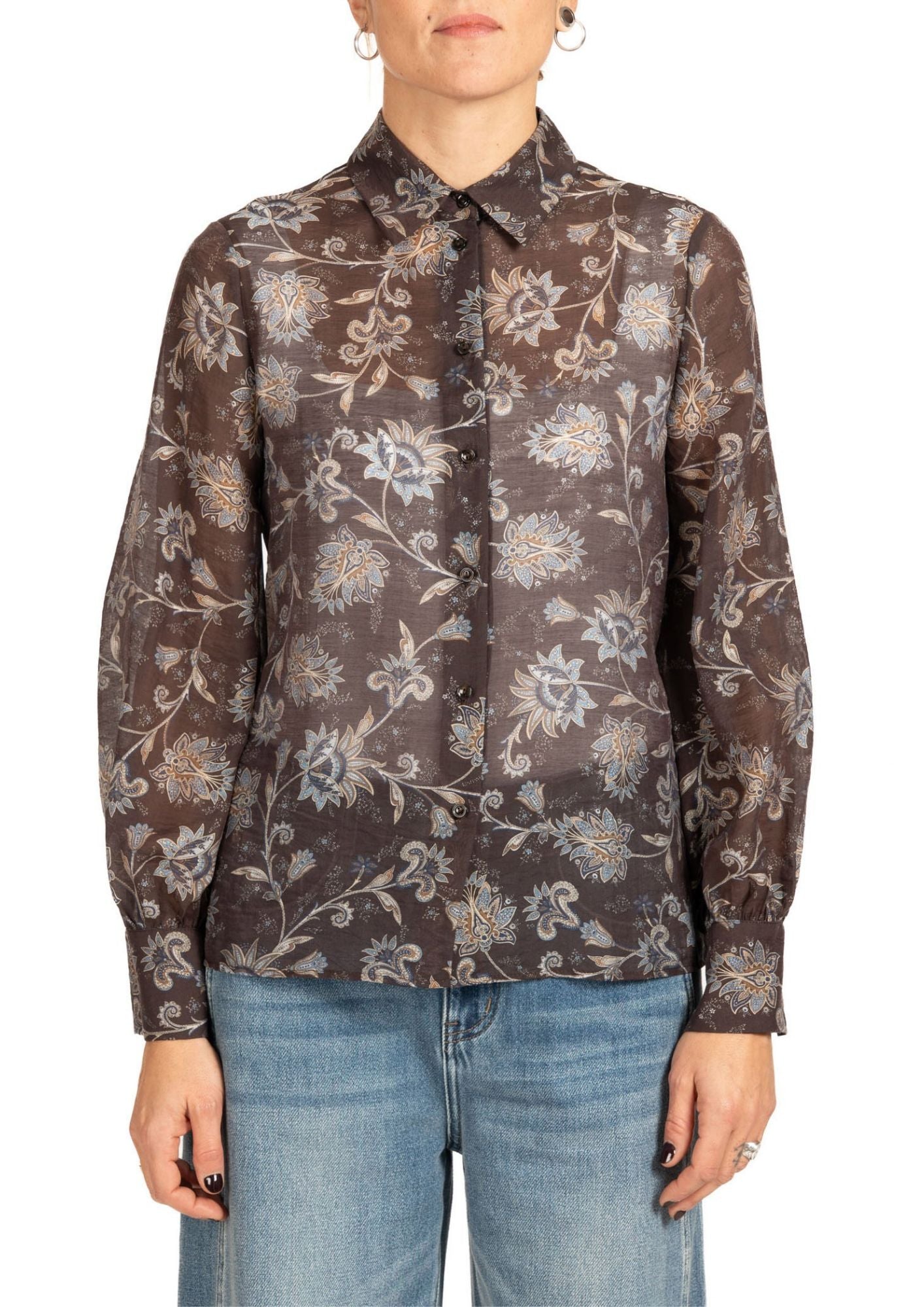 Blusa Donna con Stampa Floreale Paisley fondo Nero 5073R003203N 1 DIANA GALLESI 