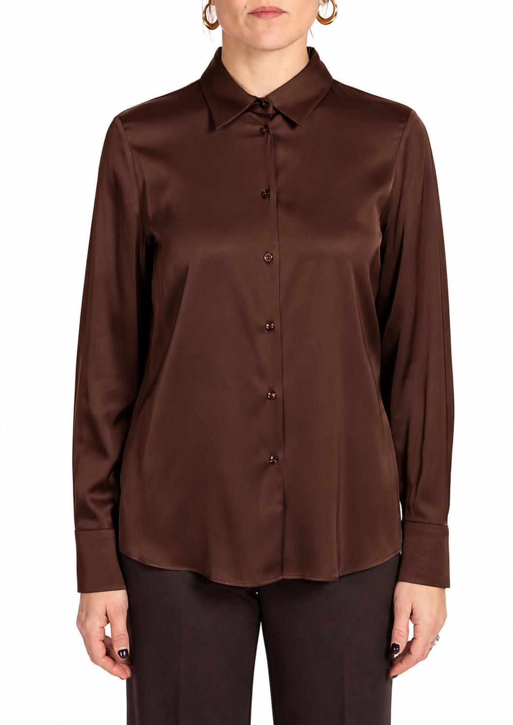 Camicia Donna in Raso Ciocolato 5383R003210N 32 DIANA GALLESI 