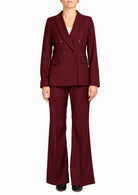 Tailleur Donna Elegante con Blazer Doppiopetto e Pantaloni a Zampa Bordeaux 6J36R000071N 29 DIANA GALLESI 
