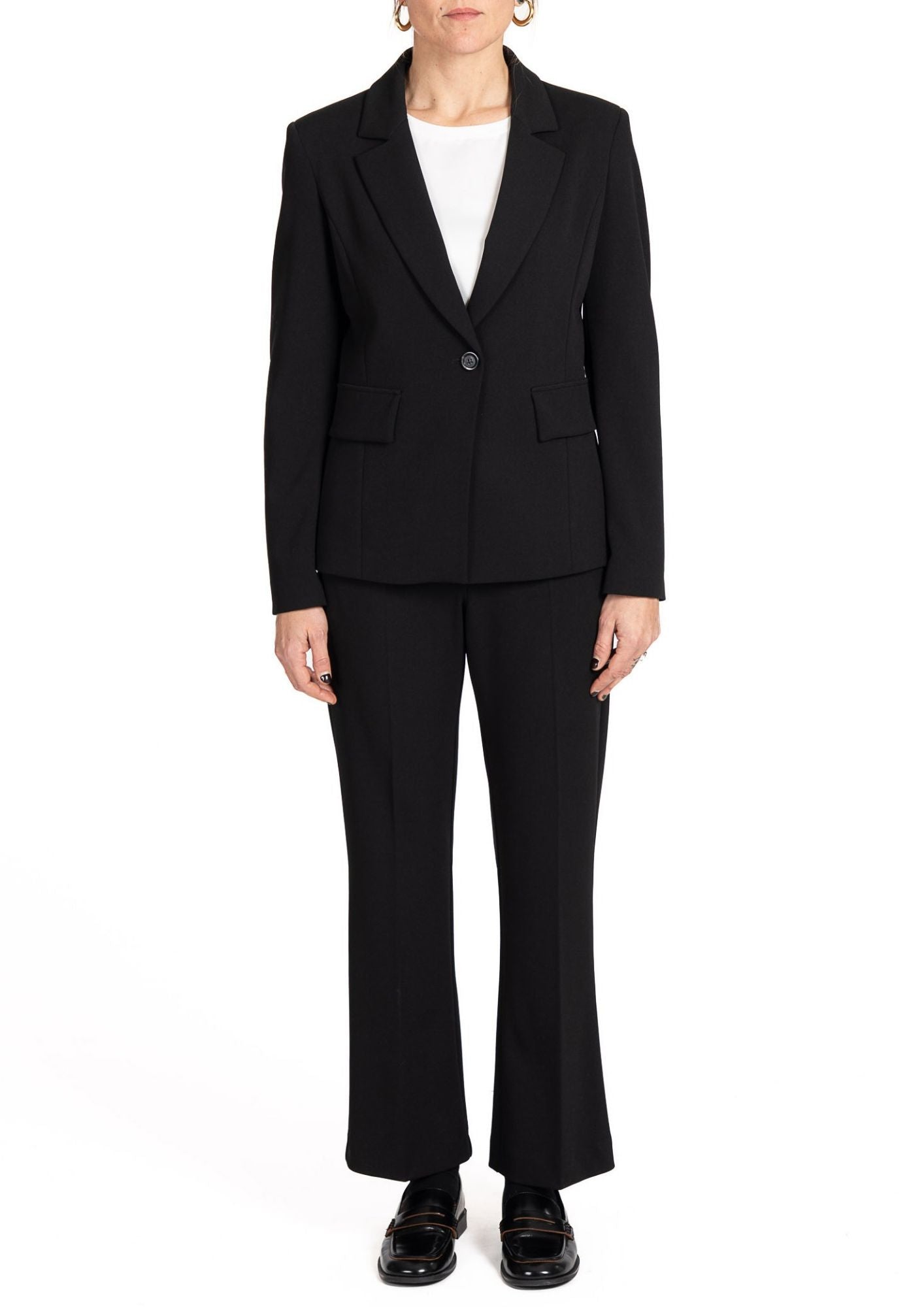 Tailleur Donna con Blazer Monopetto e Pantaloni Leggermente Svasati Nero 6J39R000074N 33 DIANA GALLESI 