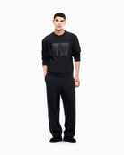 Felpa over black & white in cotone con logo a rilievo Nero 7M002108 AF27201 UC001 EA7 EMPORIO ARMANI 
