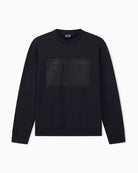 Felpa over black & white in cotone con logo a rilievo Nero 7M002108 AF27201 UC001 EA7 EMPORIO ARMANI 