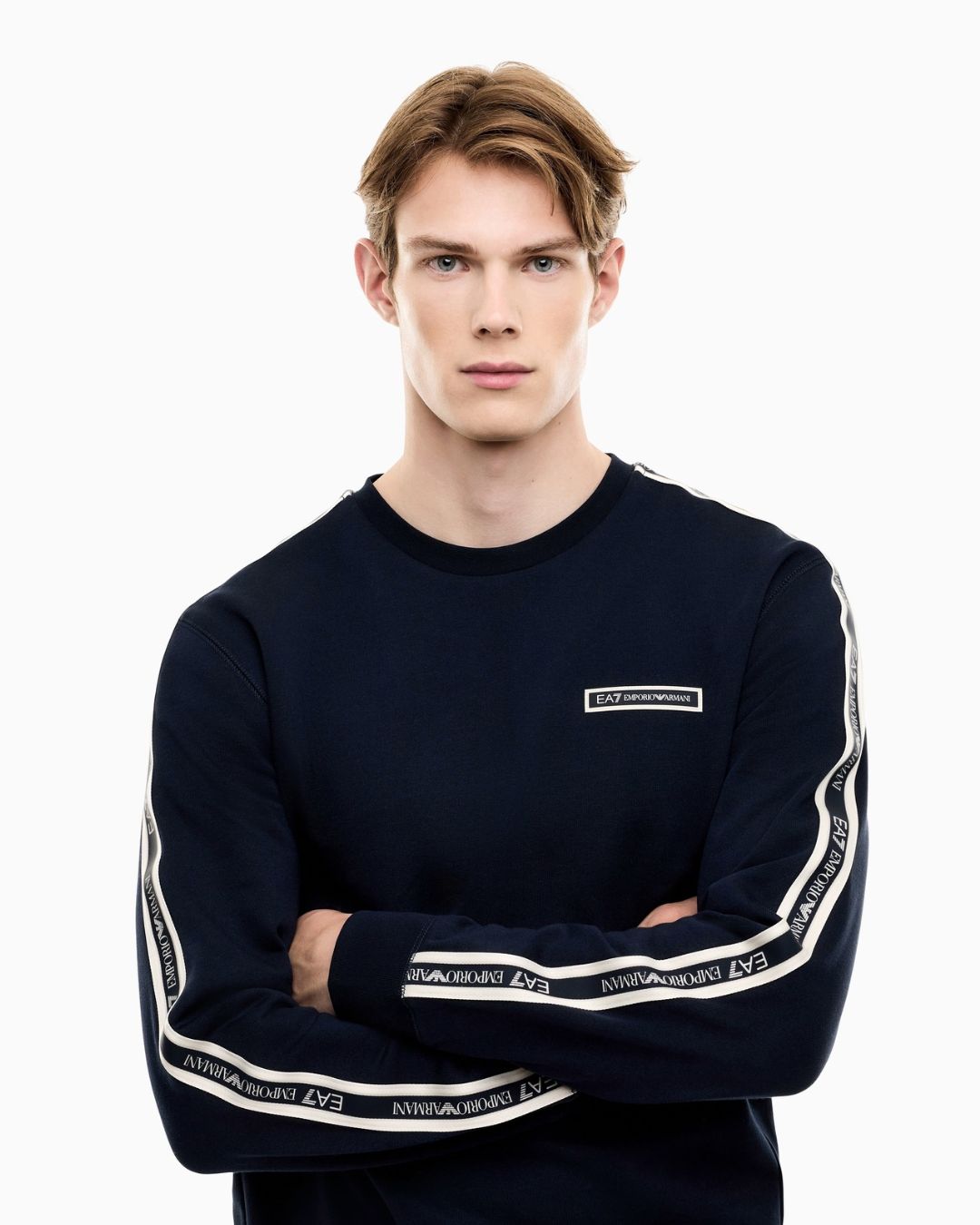 Felpa Logo Series regular in jersey Blu Navy 7M002195 AF10377 UB102 EA7 EMPORIO ARMANI 