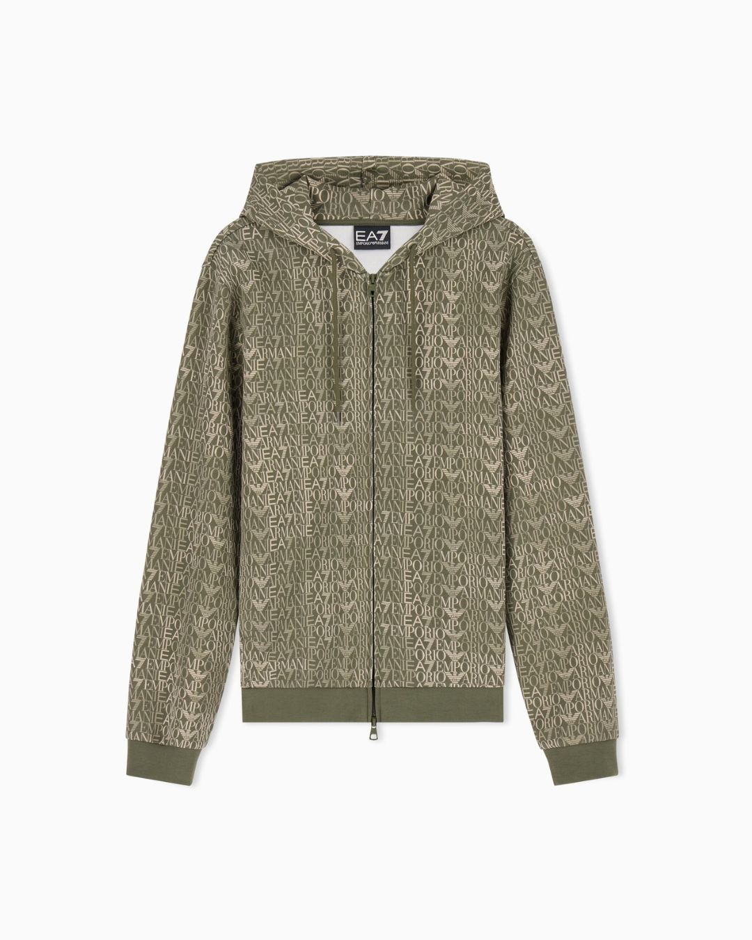 Felpa Logo Series full zip con cappuccio in misto cotone Verde 7M002206 AF12660 F7011 EA7 EMPORIO ARMANI 