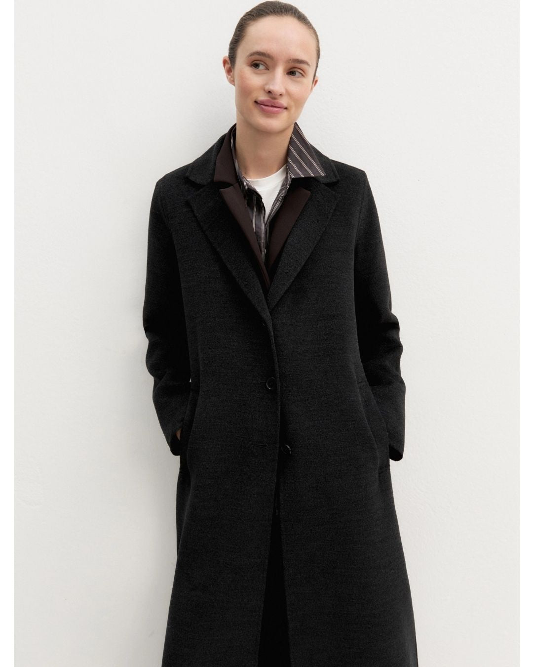 Cappotto lungo in double Emmacciuga Grigio Scuro Melange 2625016031200 011 EMME MARELLA 