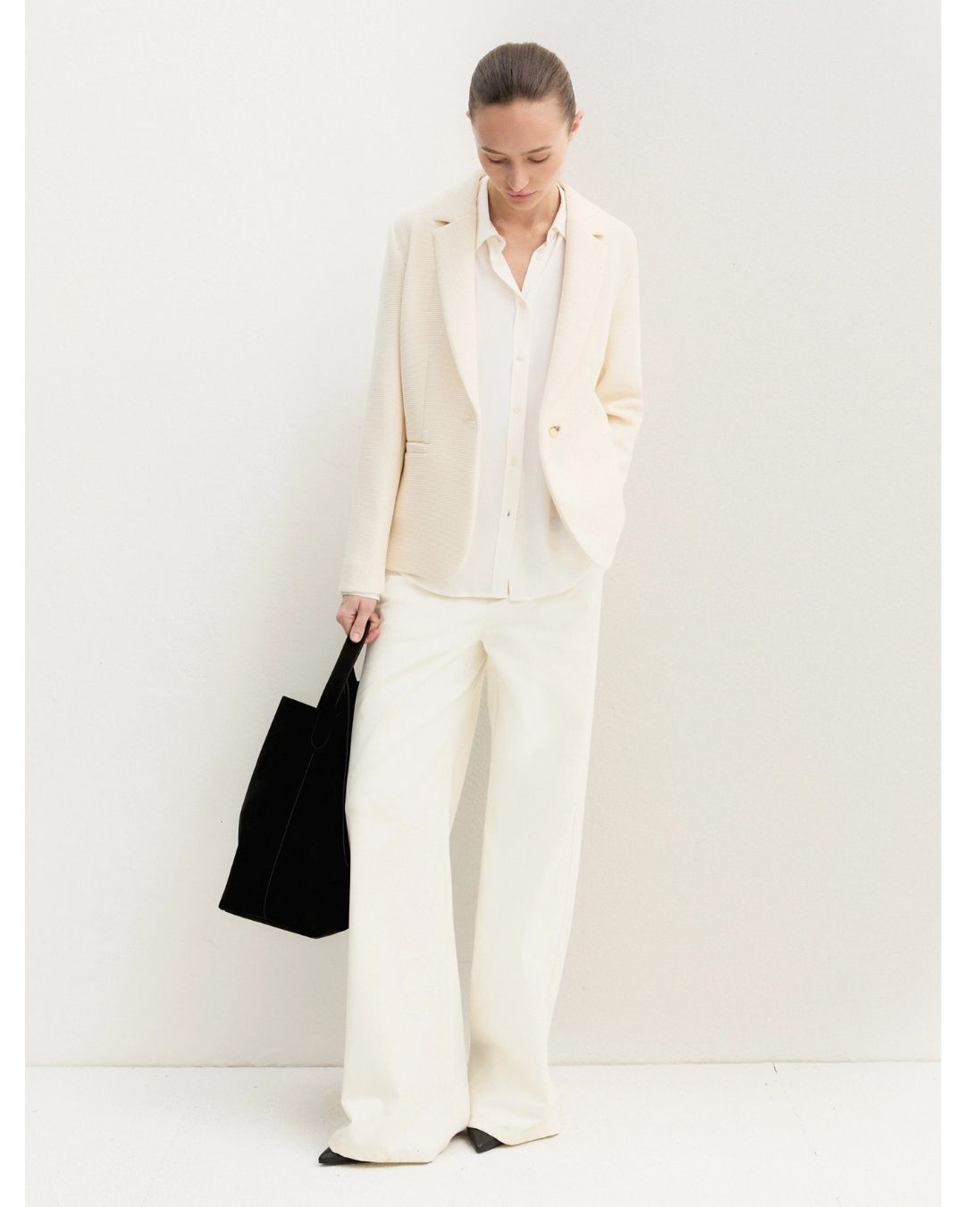 Giacca sfiancata in stuoia stretch Emmaris Bianco Lana 2625046101200 002 EMME MARELLA 
