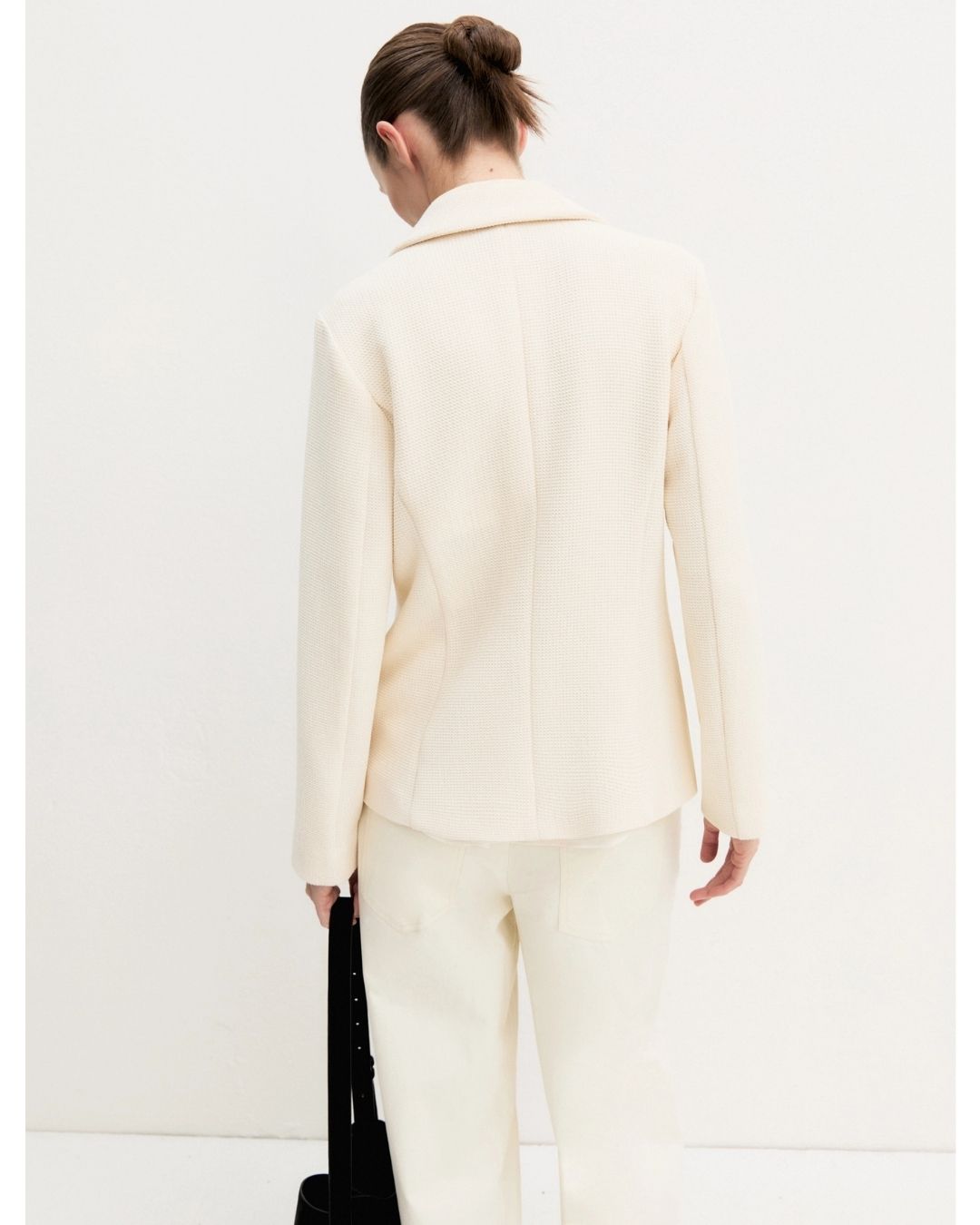 Giacca sfiancata in stuoia stretch Emmaris Bianco Lana 2625046101200 002 EMME MARELLA 