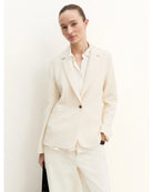 Giacca sfiancata in stuoia stretch Emmaris Bianco Lana 2625046101200 002 EMME MARELLA 