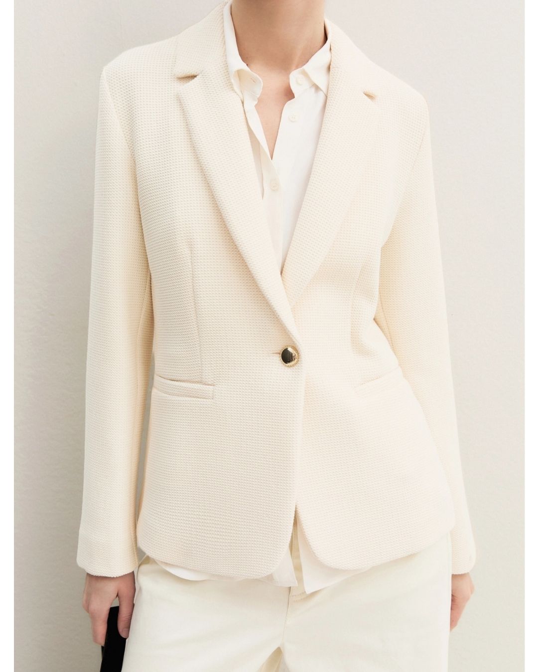 Giacca sfiancata in stuoia stretch Emmaris Bianco Lana 2625046101200 002 EMME MARELLA 