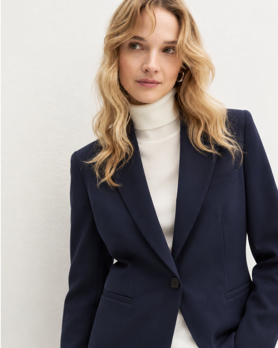 Blazer semiaderente in twill stretch Emmbriose Blu Navy 2625046131200 005 EMME MARELLA 
