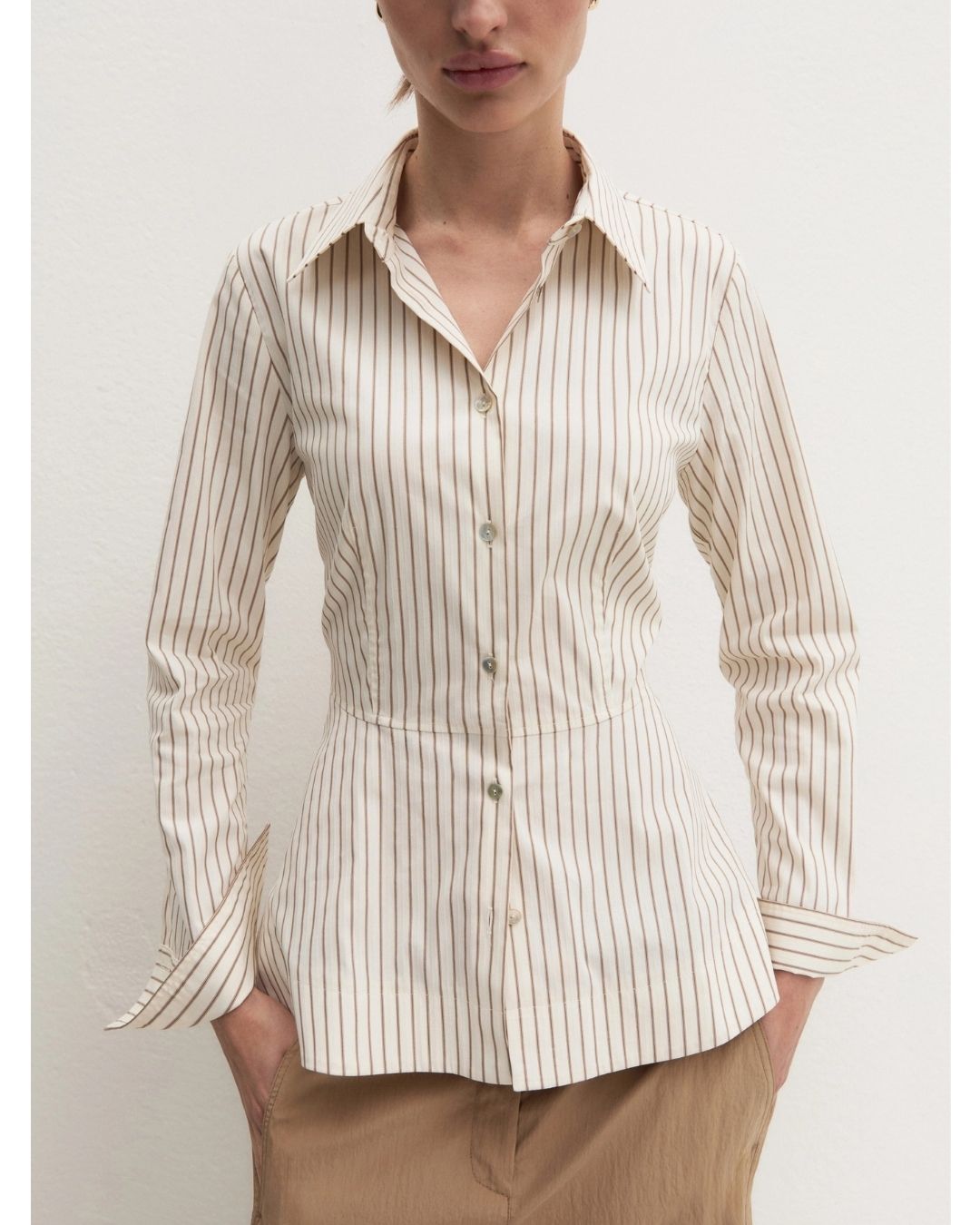 Camicia in popeline con taglio in vita Emmode Bianco lana 2625116014200 001 EMME MARELLA 