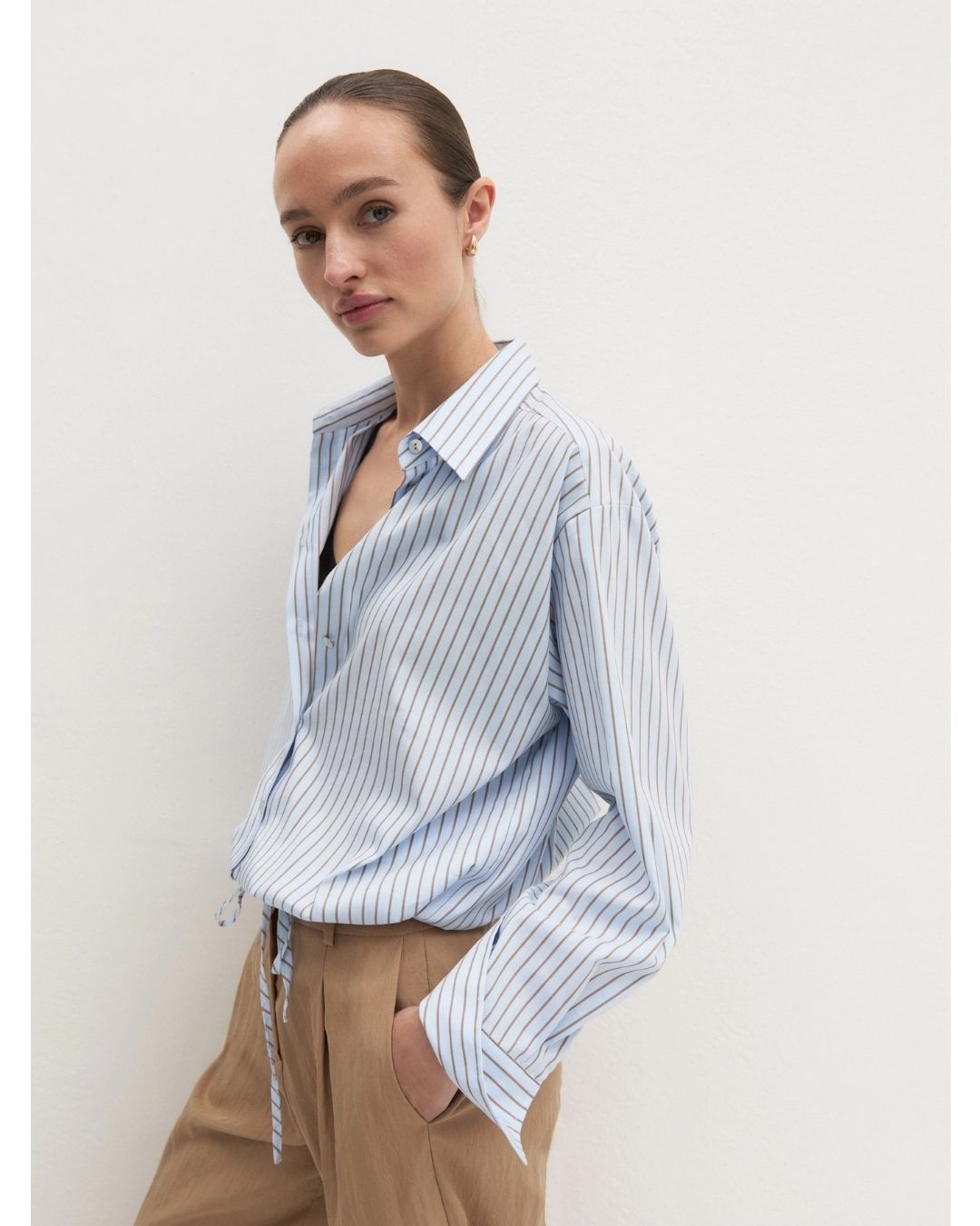 Camicia balloon in popeline stretch Emmchiffon Azzurro 2625116024200 002 EMME MARELLA 