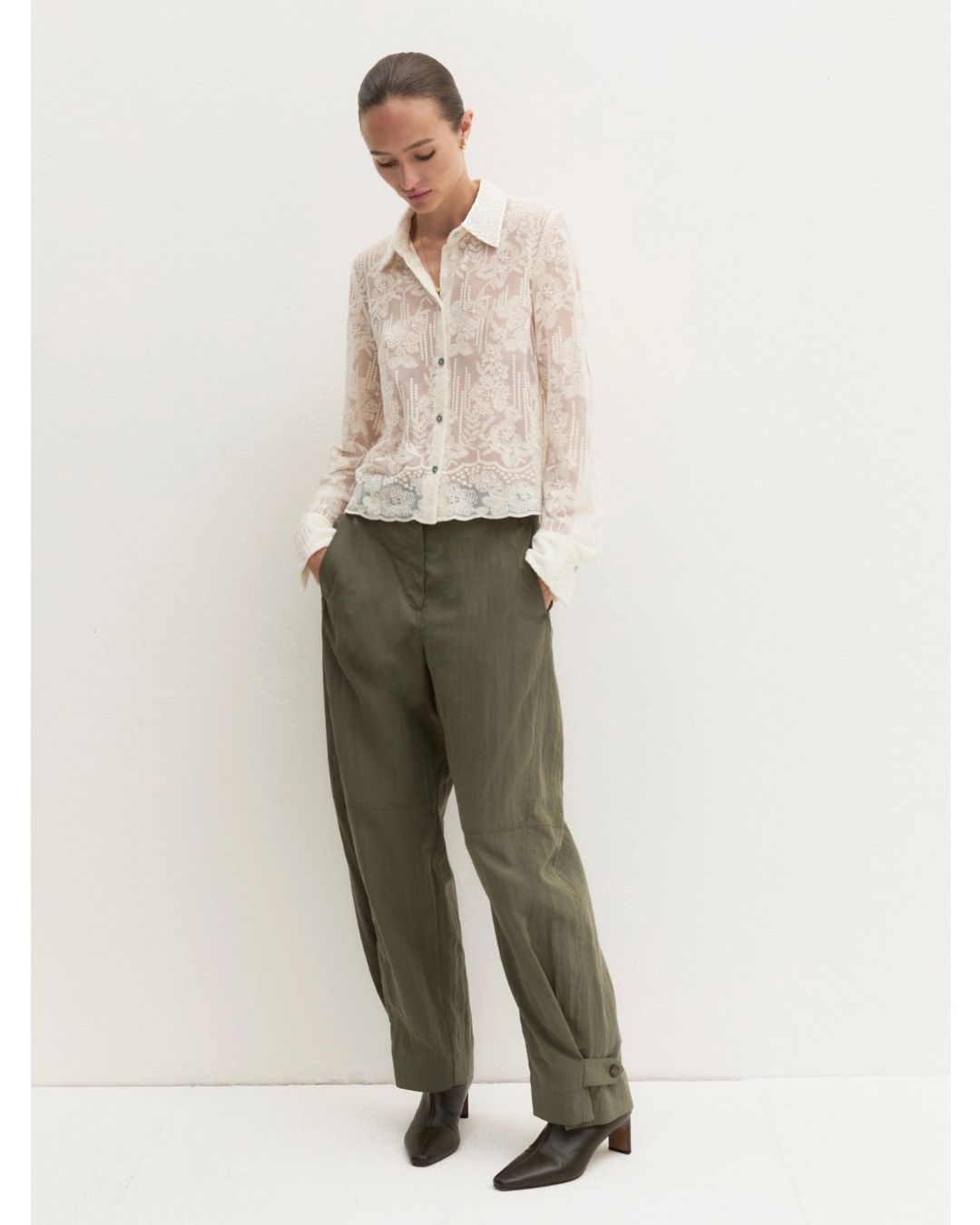 Camicia cropped in tulle ricamato Emmcosetta Bianco lana 2625116044200 001 EMME MARELLA 