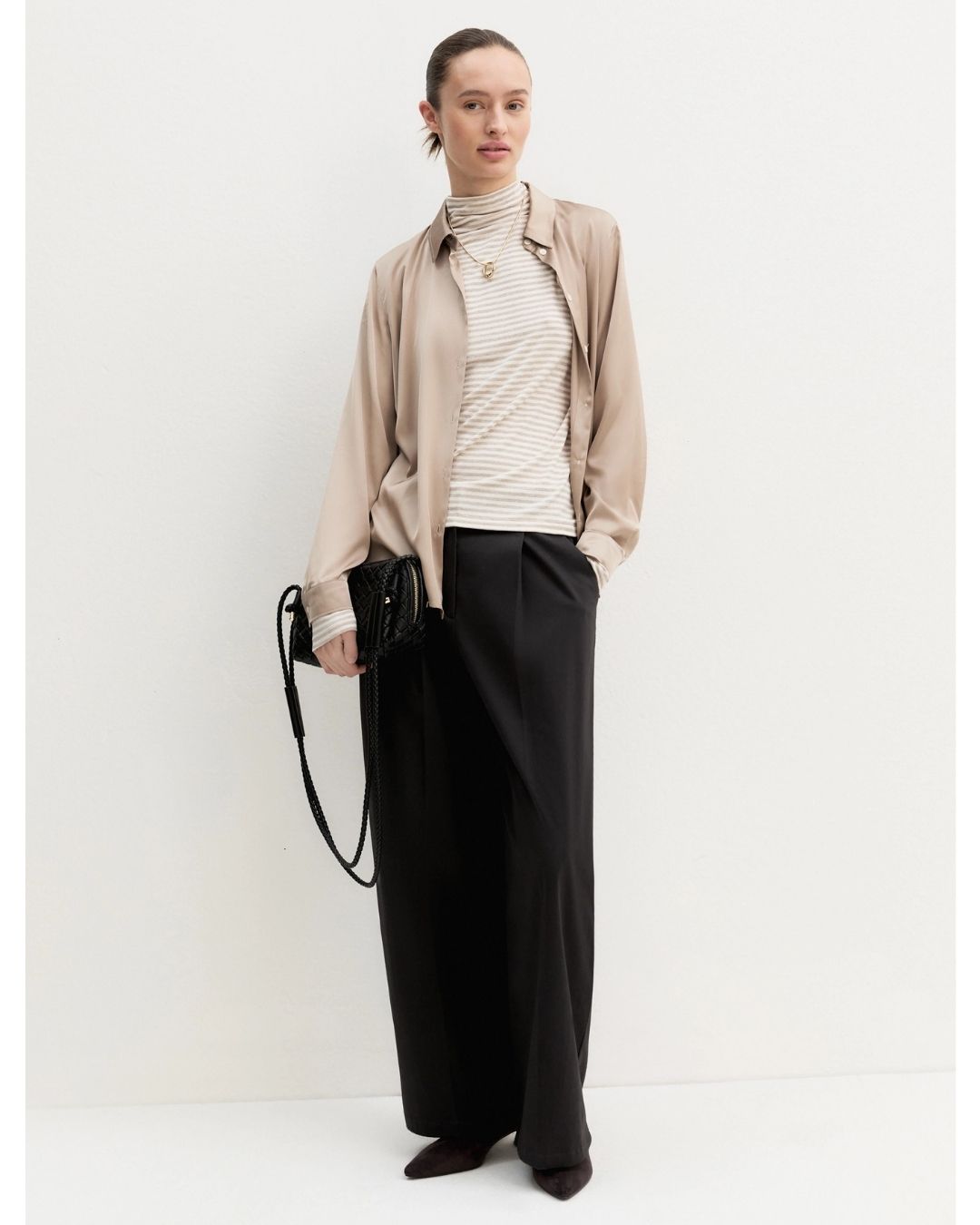 Camicia in raso stretch Emmedro Almond 2625116081200 004 EMME MARELLA 