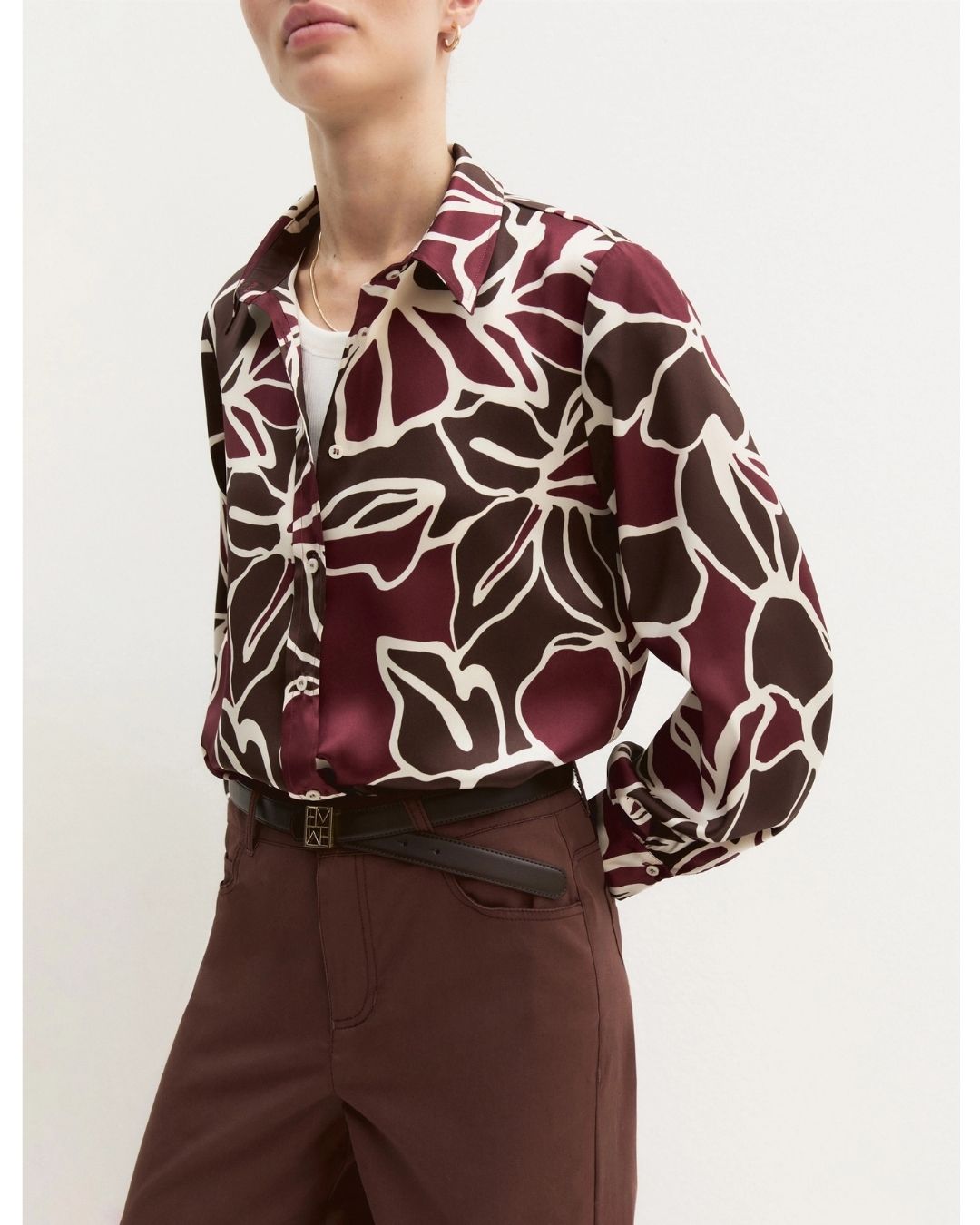 Camicia in twill stampato Emmspiga Marrone 2625116161200 002 EMME MARELLA 