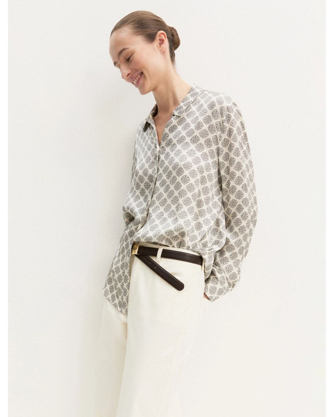 Camicia in raso stampato Emmdenaro Bianco lana 2625116191200 004 EMME MARELLA 