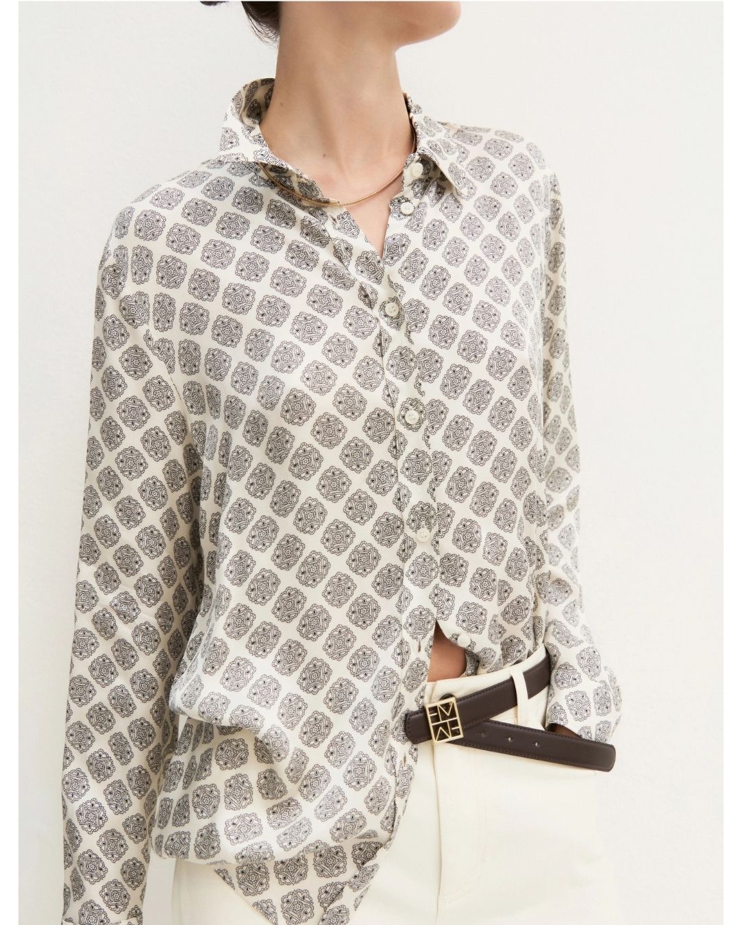 Camicia in raso stampato Emmdenaro Bianco lana 2625116191200 004 EMME MARELLA 