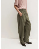 Pantalone fluido in tessuto crinckle Emmcalca Kaki 2625136014200 002 EMME MARELLA 