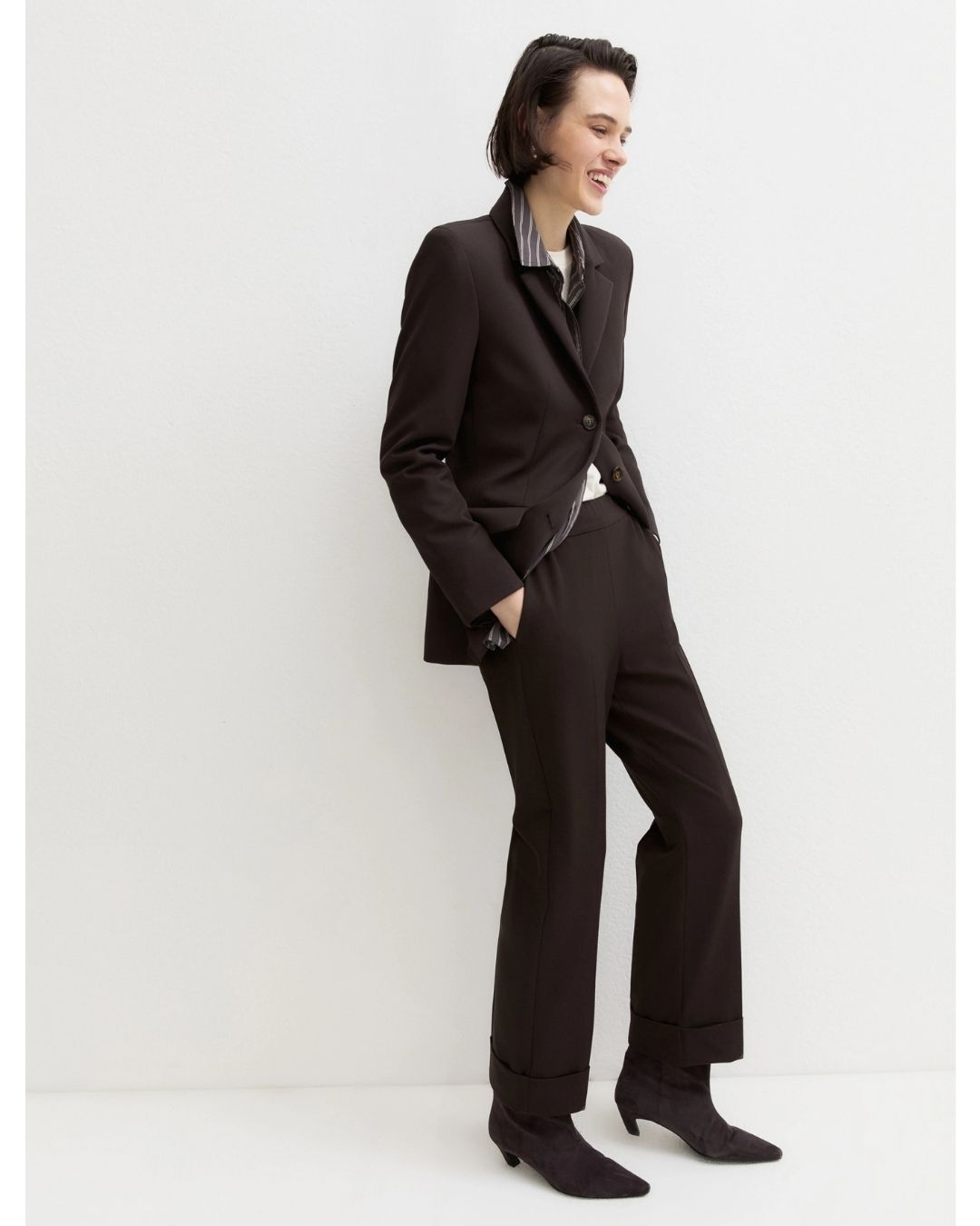 Pantalone in gabardina stretch Emmflirt Testa di moro 2625136082200 009 EMME MARELLA 