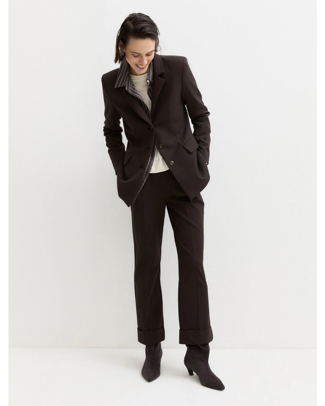 Pantalone in gabardina stretch Emmflirt Testa di moro 2625136082200 009 EMME MARELLA 