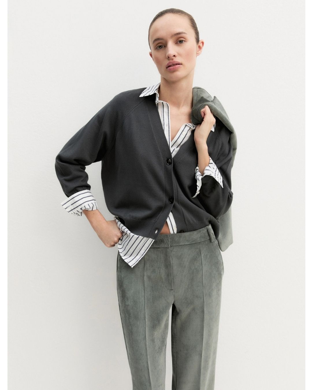 Pantalone in velluto a coste stretch Emmdraghi Sottobosco 2625136101200 004 EMME MARELLA 