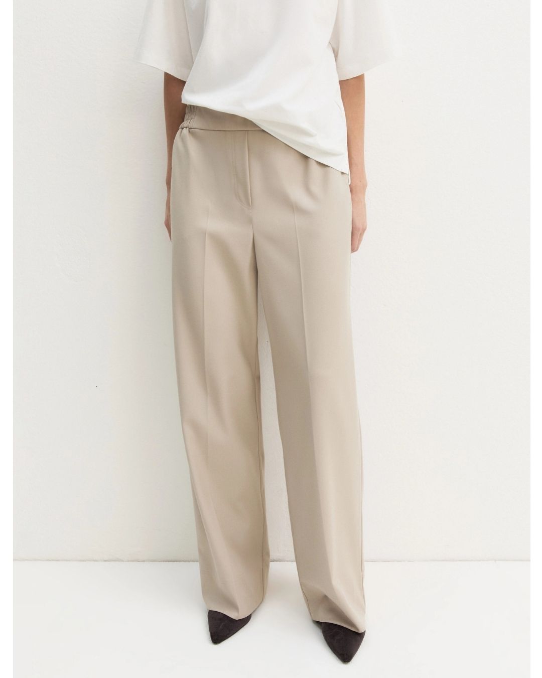 Pantalone dritto in flanella stretch Emmfiesta Ecru' 2625136111200 004 EMME MARELLA 