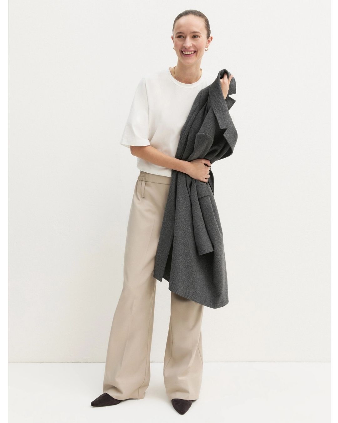 Pantalone dritto in flanella stretch Emmfiesta Ecru' 2625136111200 004 EMME MARELLA 