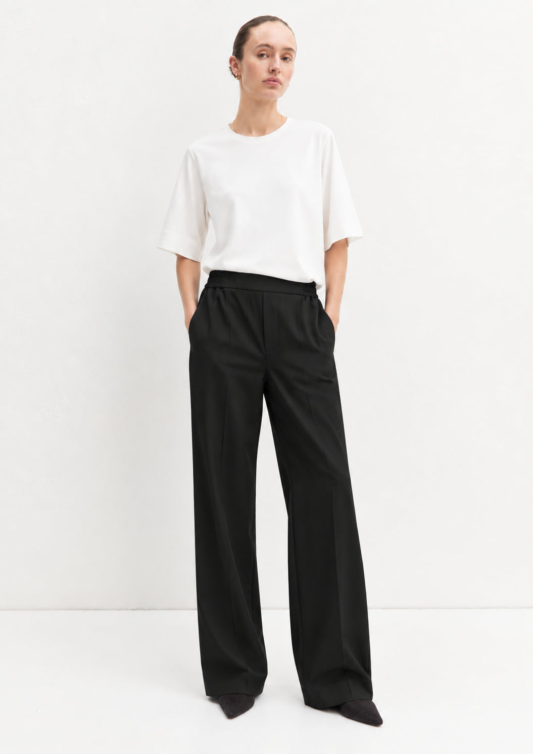 Pantalone dritto in flanella stretch Emmfiesta Nero 2625136111200 009 EMME MARELLA 