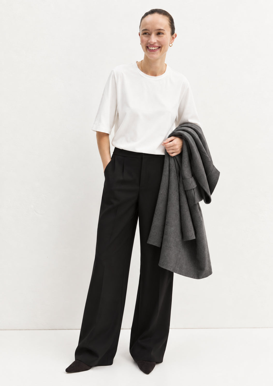 Pantalone dritto in flanella stretch Emmfiesta Nero 2625136111200 009 EMME MARELLA 