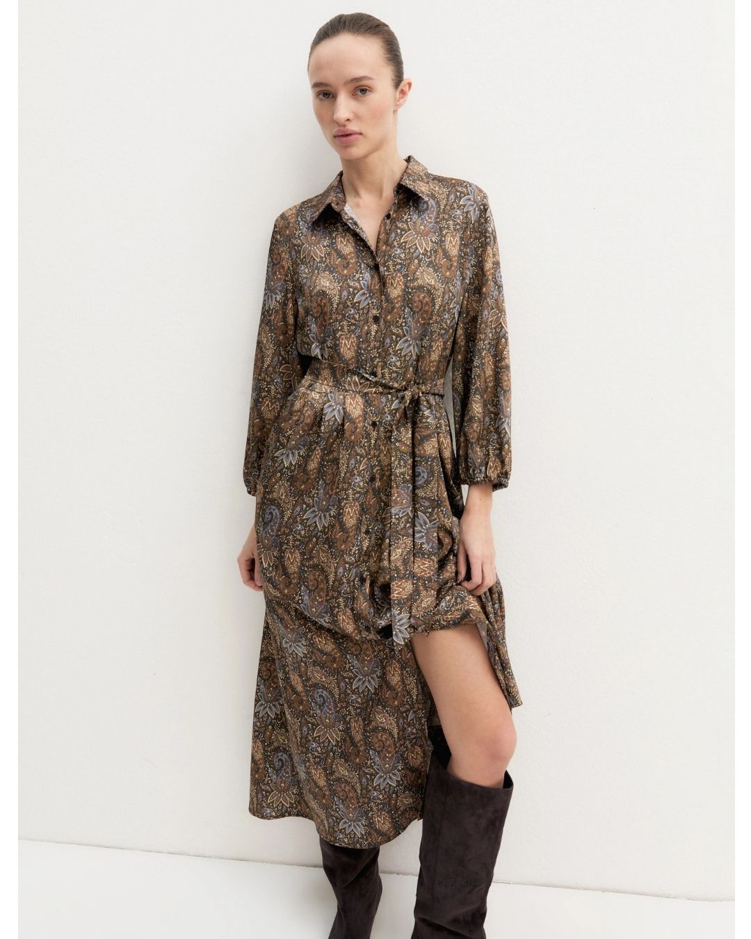 Chemisier lungo in twill stampato Emmpasso Sottobosco 2625226131200 008 EMME MARELLA 