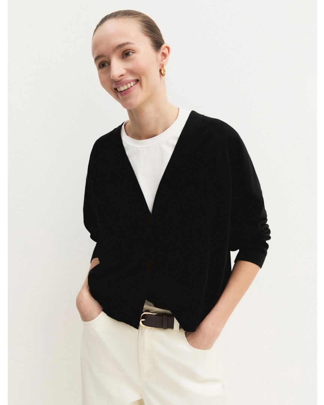 Cardigan dritto in viscosa stretch Emmbacini Nero 2625346041200 016 EMME MARELLA 