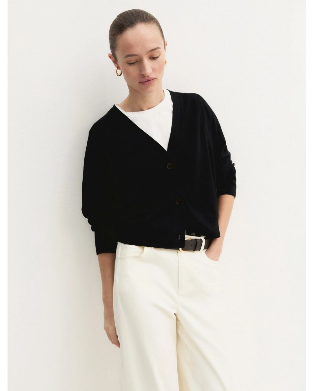 Cardigan dritto in viscosa stretch Emmbacini Nero 2625346041200 016 EMME MARELLA 