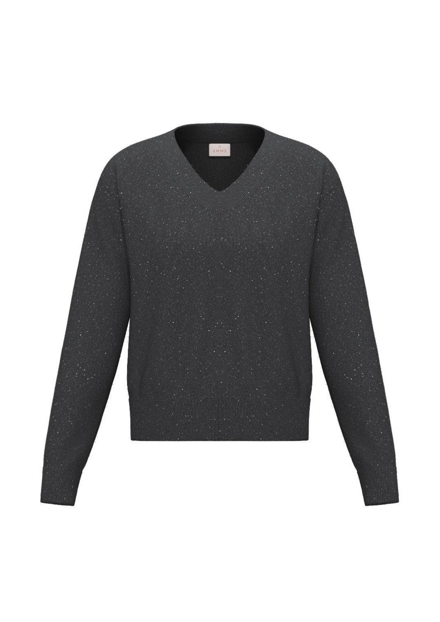 Maglia in filato di misto lana con lurex e paillette Emmfertile Grigio Scuro Melange 2625366051200 004 EMME MARELLA 