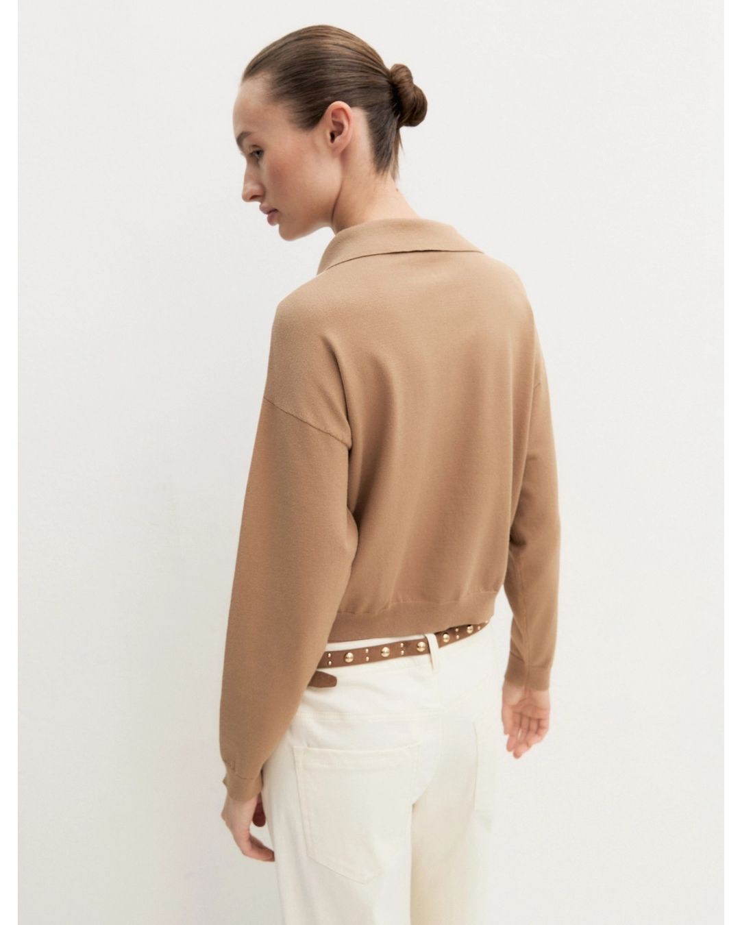 Polo crop in maglia stretch Emmottanta Cammello 2625366121200 007 EMME MARELLA 