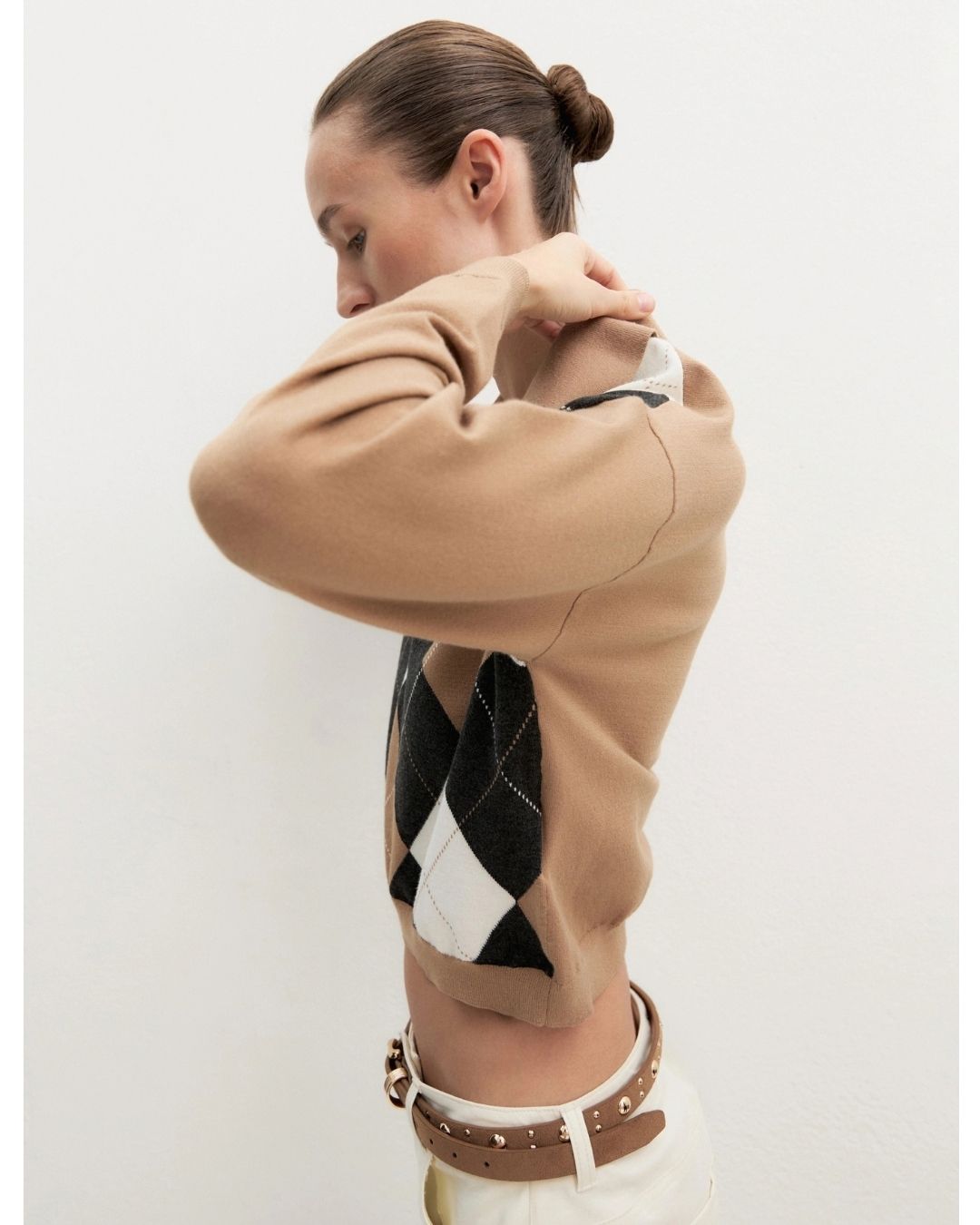 Polo crop in maglia stretch Emmottanta Cammello 2625366121200 007 EMME MARELLA 