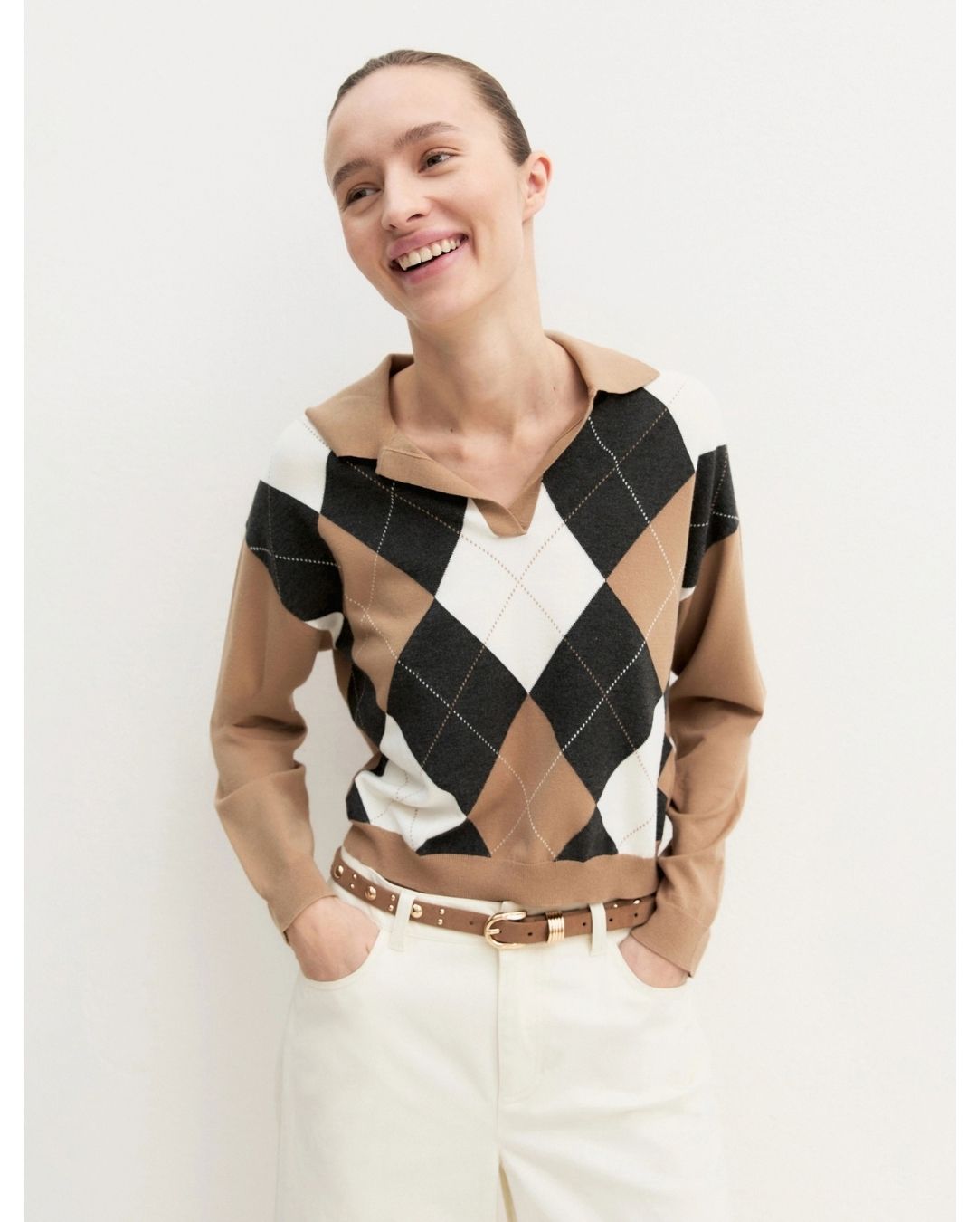 Polo crop in maglia stretch Emmottanta Cammello 2625366121200 007 EMME MARELLA 
