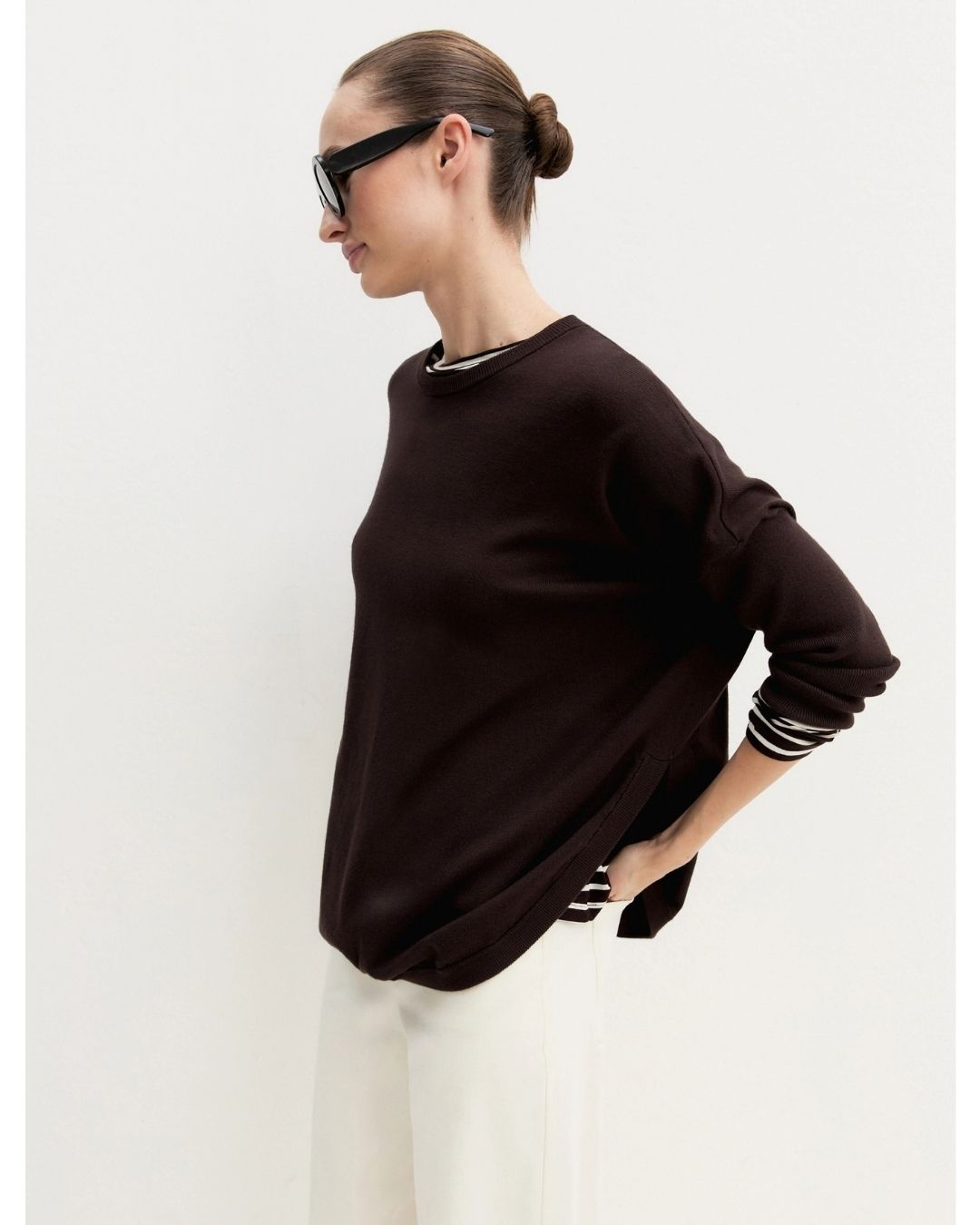 Maglia over in viscosa stretch Emmcurvato Testa di moro 2625366281200 008 EMME MARELLA 