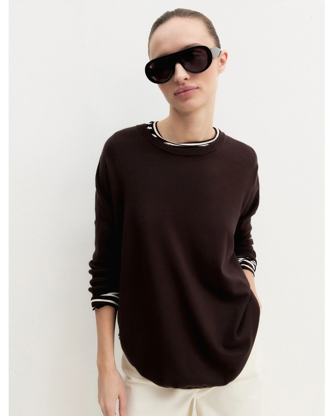 Maglia over in viscosa stretch Emmcurvato Testa di moro 2625366281200 008 EMME MARELLA 