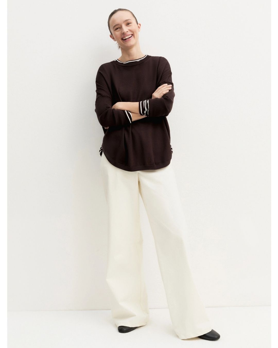 Maglia over in viscosa stretch Emmcurvato Testa di moro 2625366281200 008 EMME MARELLA 