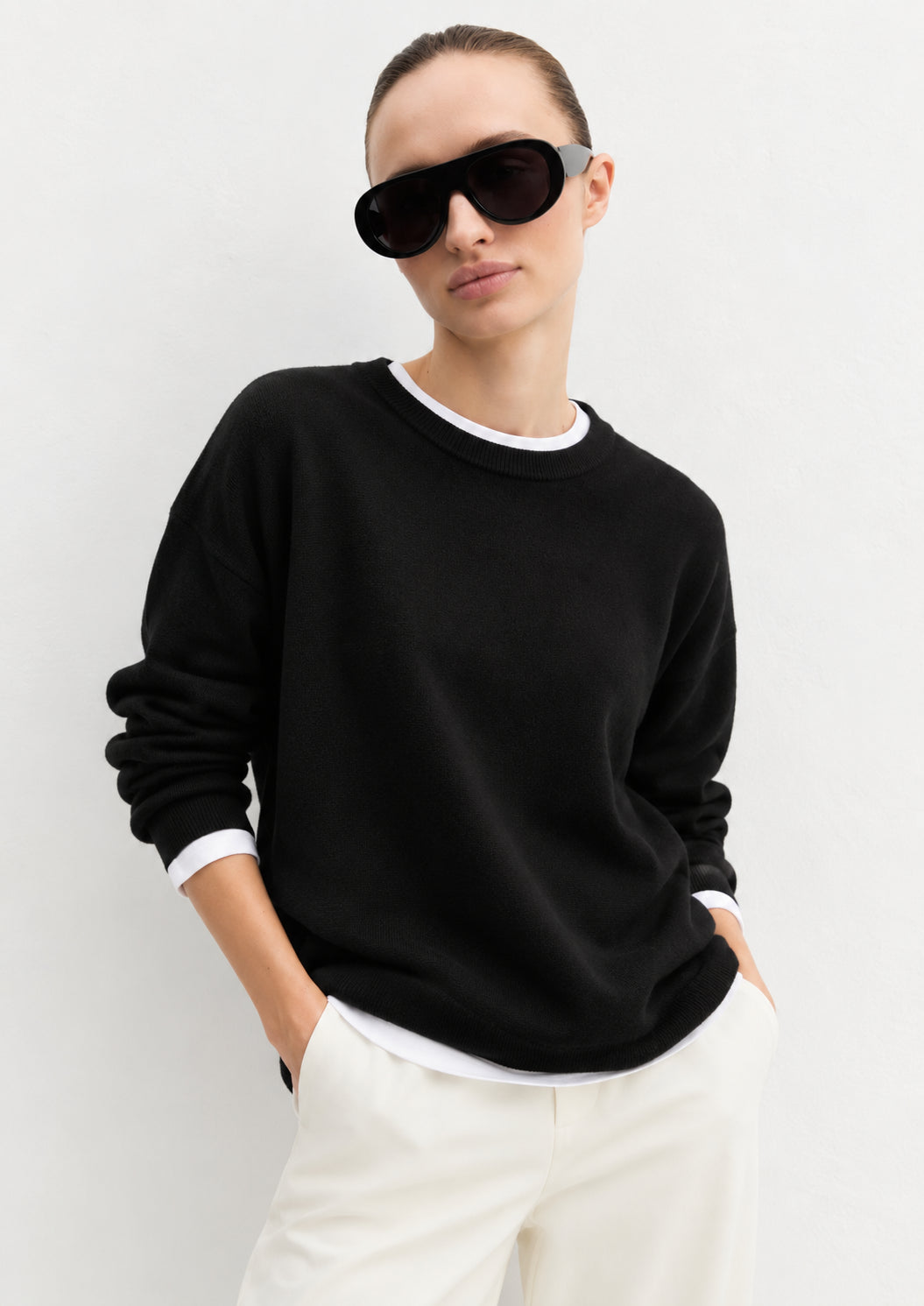 Maglia over in viscosa stretch Emmcurvato Nero 2625366281200 016 EMME MARELLA 