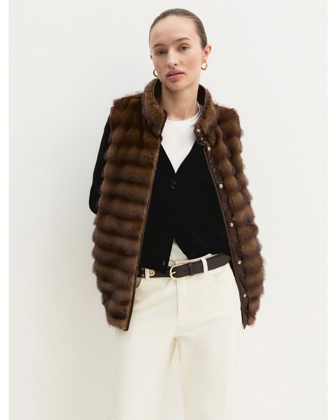 Gilet lungo in jersey Emmbaccano Cognac 2625456071200 001 EMME MARELLA 