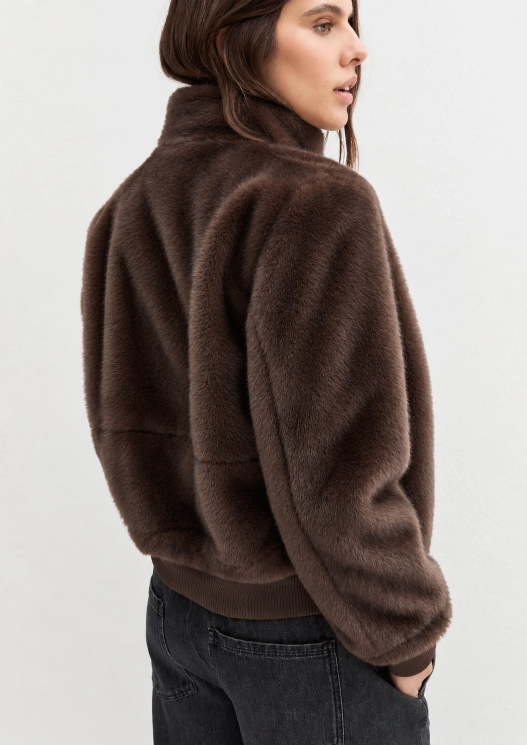 Bomber in tessuto furry Emmpatio Tortora 2625456092200 002 EMME MARELLA 