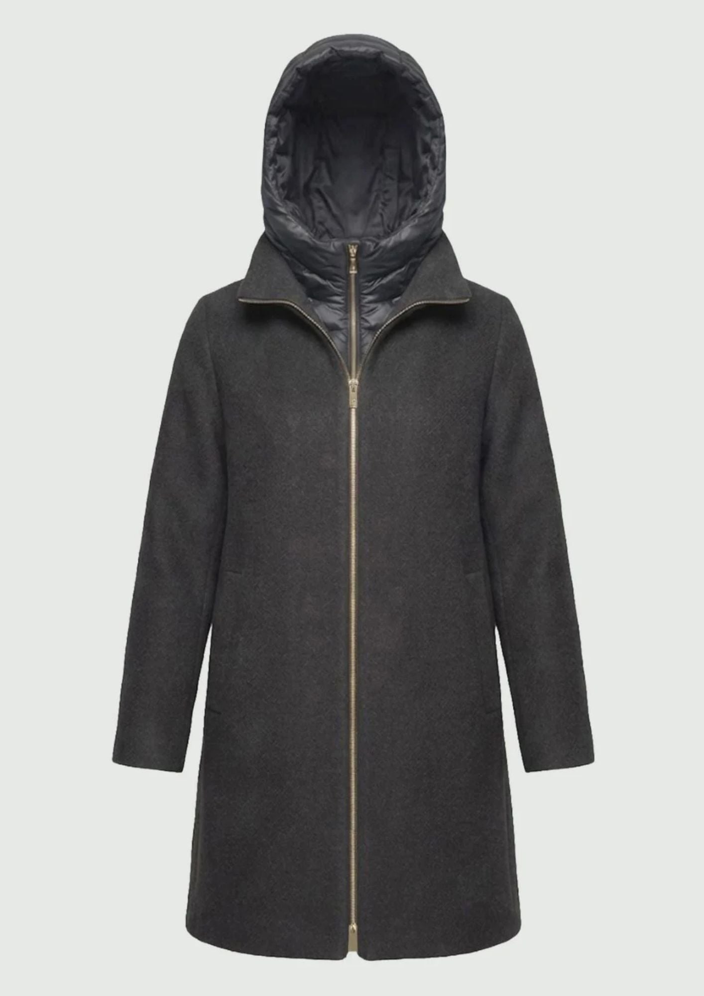 Giubbino in panno soft imbottito con cappuccio Emmbacio Grigio scuro Melnge 2625496102200 011 EMME MARELLA 