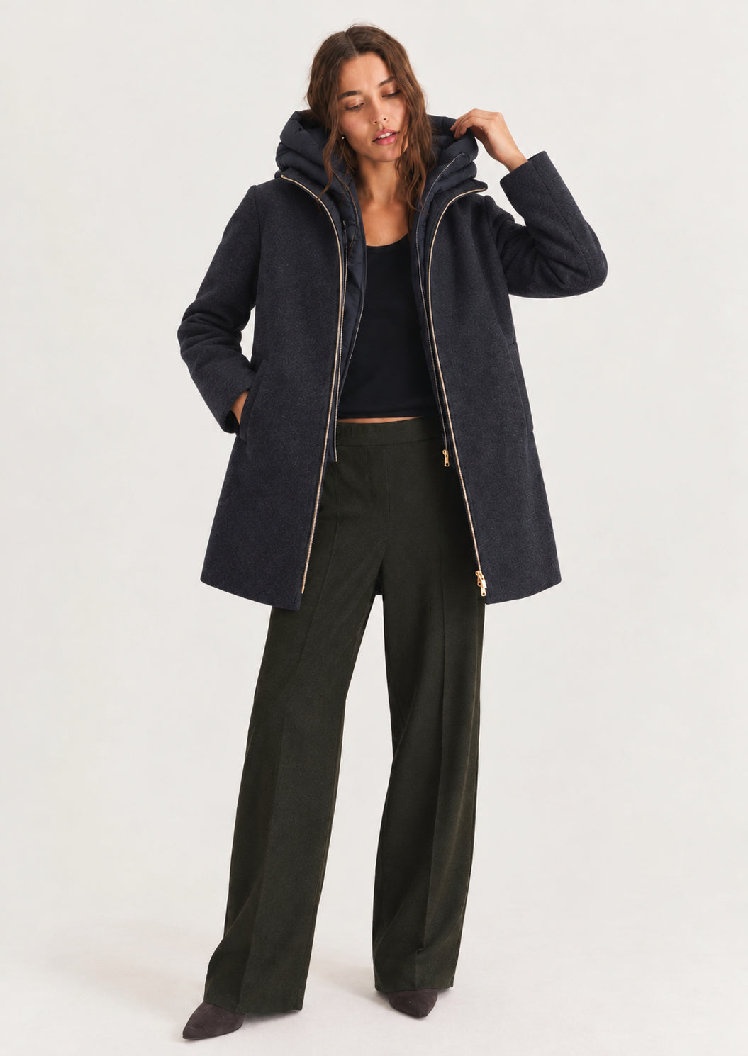 Giubbino in panno soft imbottito con cappuccio Emmbacio Blu Notte 2625496102200 012 EMME MARELLA 