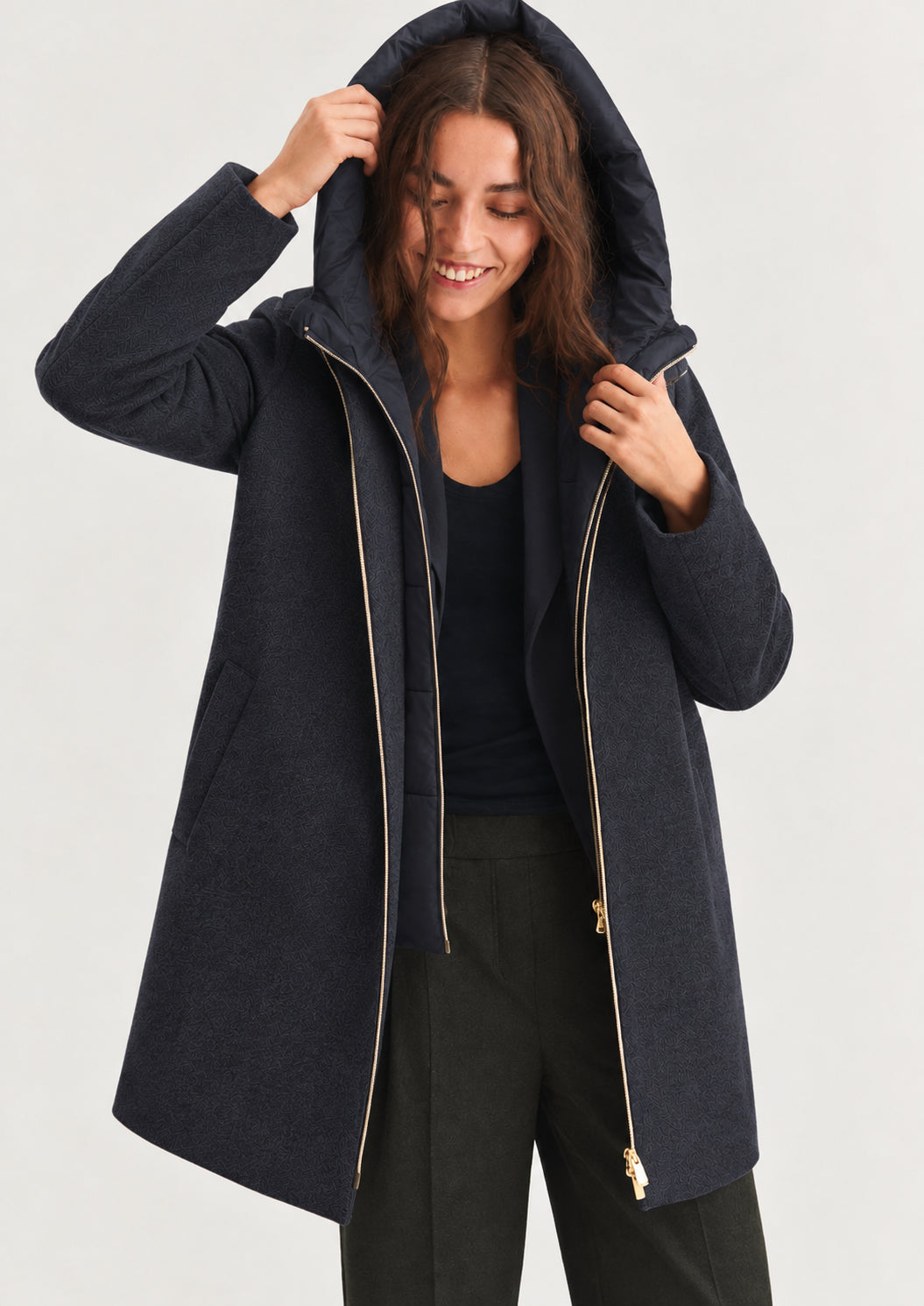 Giubbino in panno soft imbottito con cappuccio Emmbacio Blu Notte 2625496102200 012 EMME MARELLA 