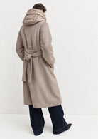 Capospalla dritto in panno soft con cappuccio rimovibile Emmdesiderio Sabbia 2625496112200 002 EMME MARELLA 
